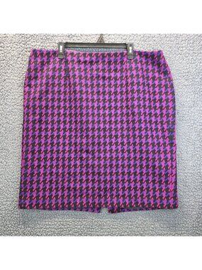 Talbots Houndstooth Wool Pencil Skirt 18W Purple Black Quiet Luxury Old Money
